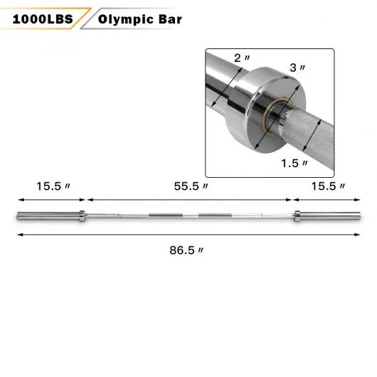 1000 lbs Weight Lifting Barbell Multipurpose Chromed Weight Bar