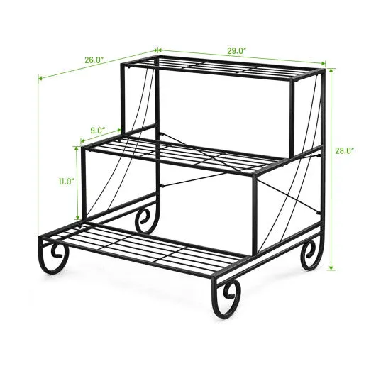 3 Tier Outdoor Metal Garden Planter Holder Shelf