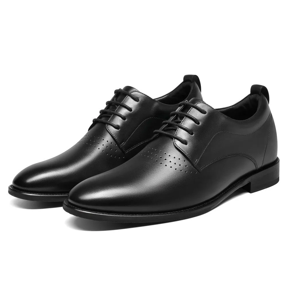 6CM/2.36 Inches CMR CHAMARIPA Height Increasing Shoes Black Calfskin Height Increasing Dress Shoes - Elevate Your Presence