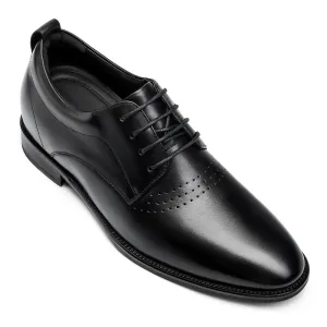 6CM/2.36 Inches CMR CHAMARIPA Height Increasing Shoes Black Calfskin Height Increasing Dress Shoes - Elevate Your Presence