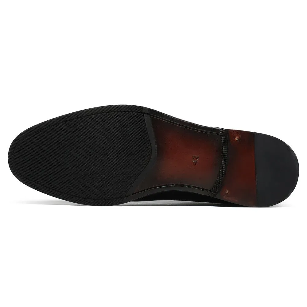 6CM/2.36 Inches CMR CHAMARIPA Height Increasing Shoes Black Calfskin Height Increasing Dress Shoes - Elevate Your Presence