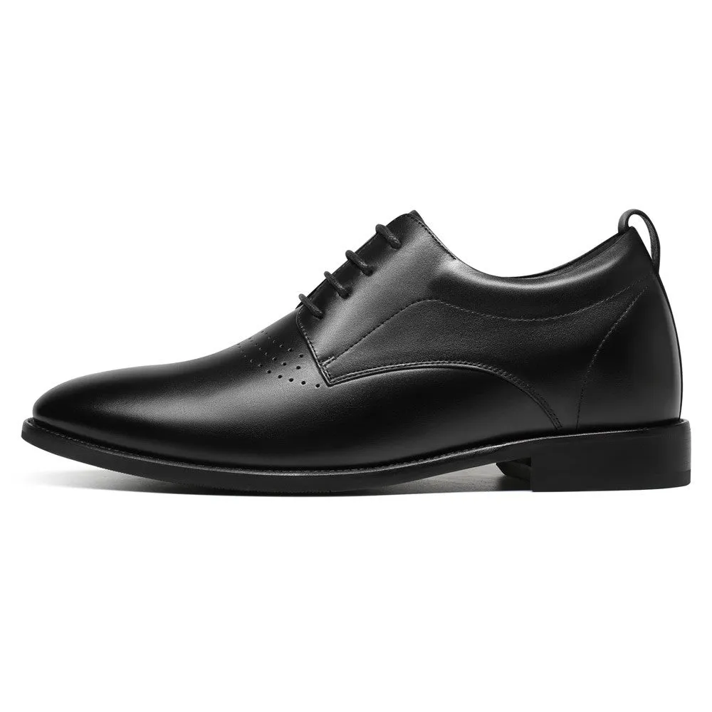 6CM/2.36 Inches CMR CHAMARIPA Height Increasing Shoes Black Calfskin Height Increasing Dress Shoes - Elevate Your Presence