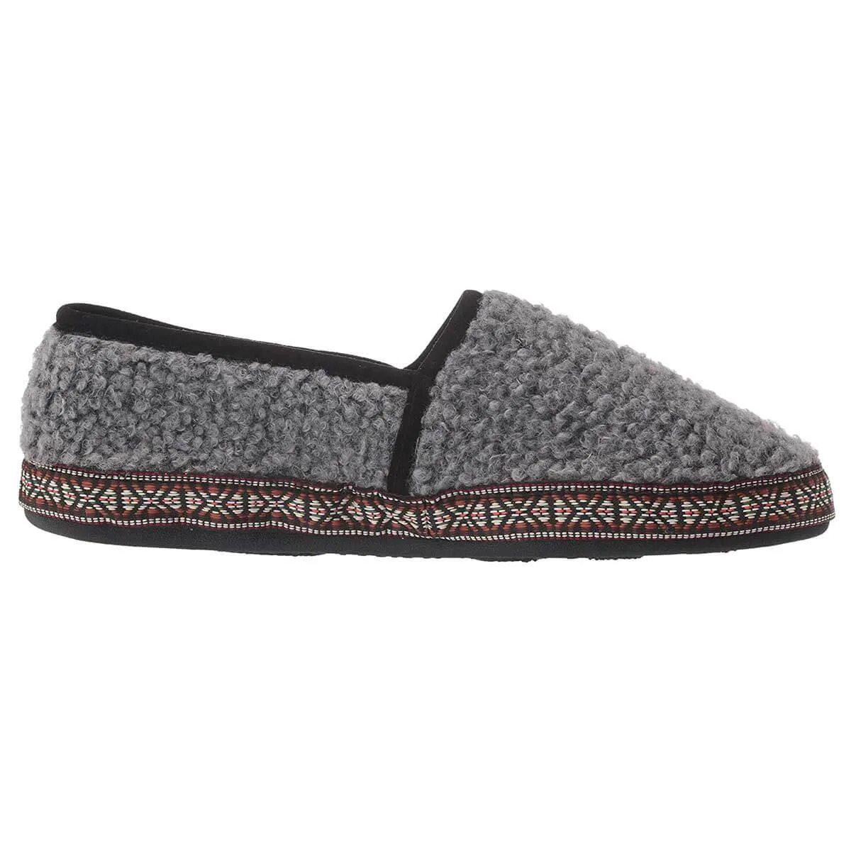 Acorn Women's Slippers - Woven Trim Moccasins, Stormy Grey, M | A19011STGWM