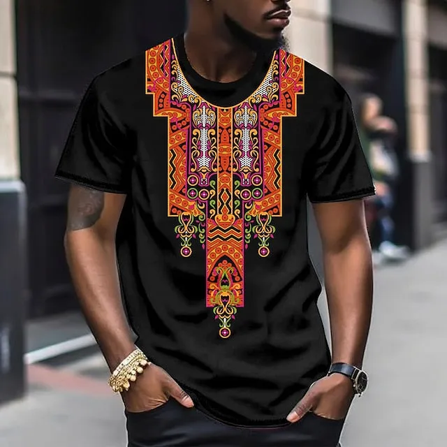 African Floral Men's Casual Shirt with Graphic Print