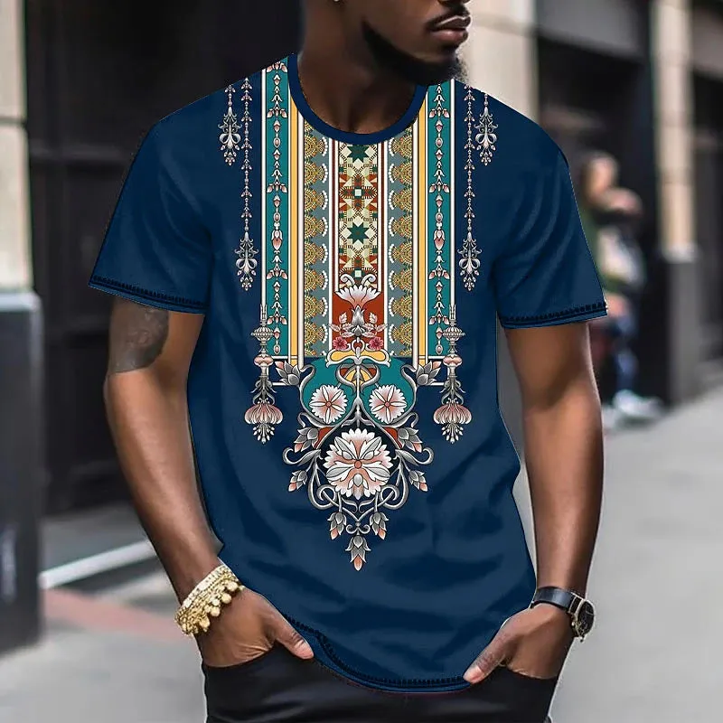 African Floral Men's Casual Shirt with Graphic Print