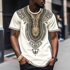 African Floral Men's Casual Shirt with Graphic Print