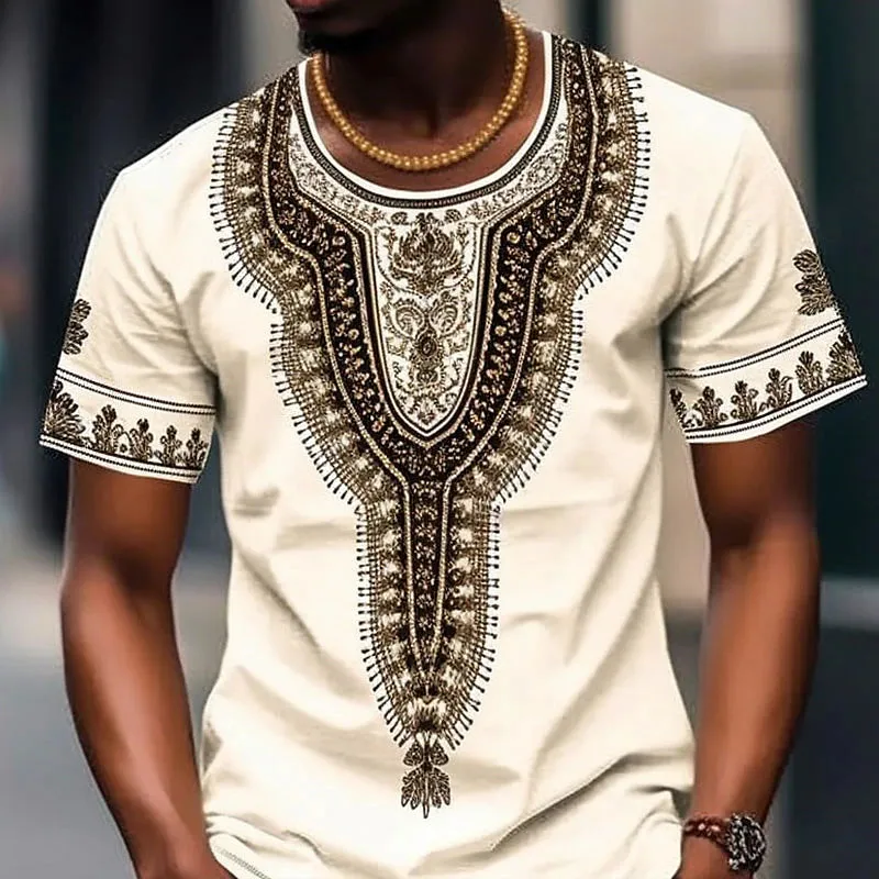 African Floral Men's Casual Shirt with Graphic Print