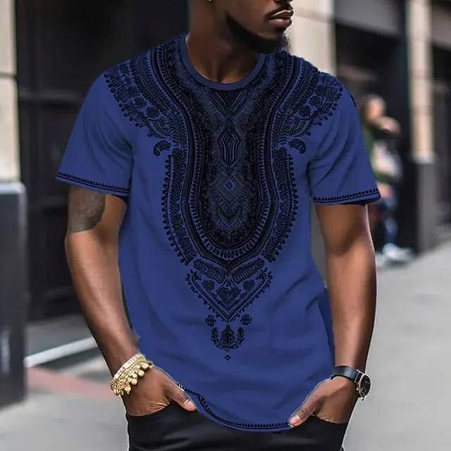 African Floral Men's Casual Shirt with Graphic Print