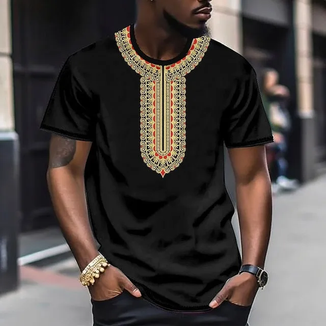 African Floral Men's Casual Shirt with Graphic Print