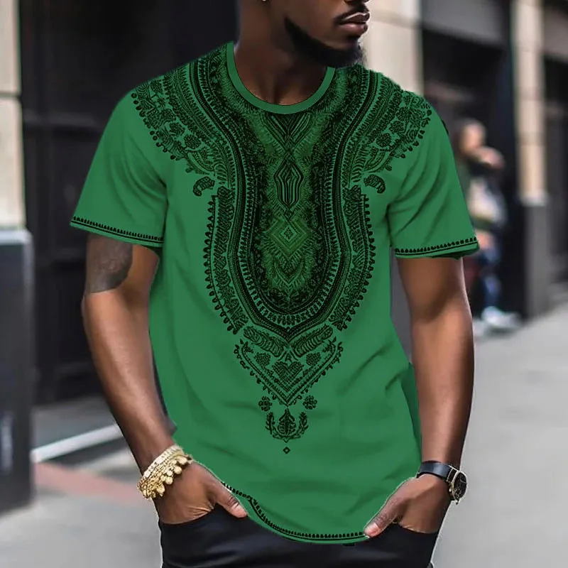 African Floral Men's Casual Shirt with Graphic Print