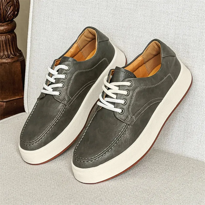 Aidase New Brown Casual Shoes Classic Frosted Leather Men Soft Loafers Men Flats Comfortable Driving Shoes Lace Up Loafers Moccasins