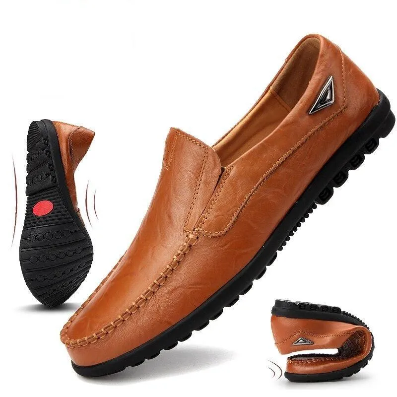 Aliders Men's Leather Non Slip Soft Sole Moccasins Driving Shoes Loafers