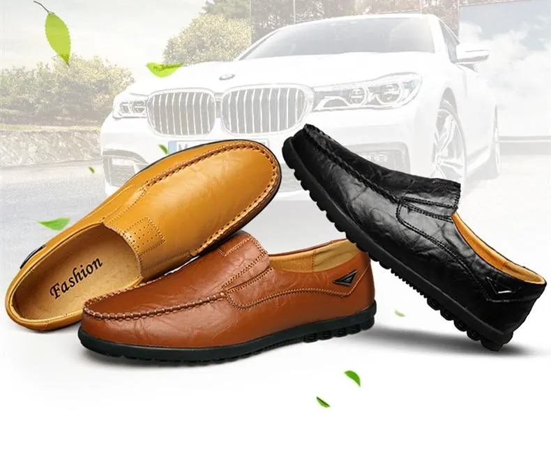 Aliders Men's Leather Non Slip Soft Sole Moccasins Driving Shoes Loafers