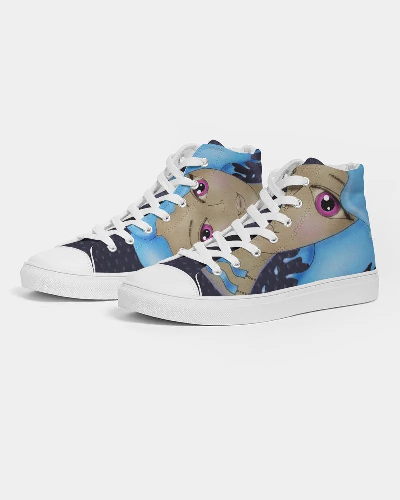 Aquarius Hi Top Sneakers for Girls. "Cosmic Aqua" Fashion Sneakers for Women. WickedYo