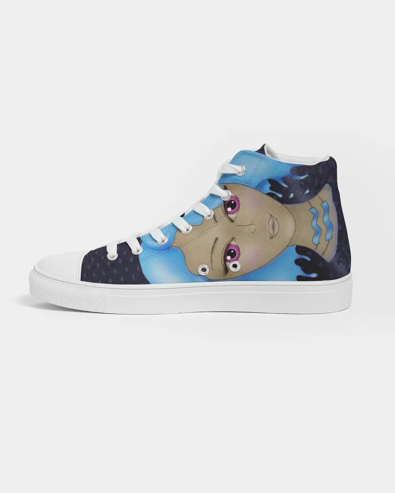 Aquarius Hi Top Sneakers for Girls. "Cosmic Aqua" Fashion Sneakers for Women. WickedYo