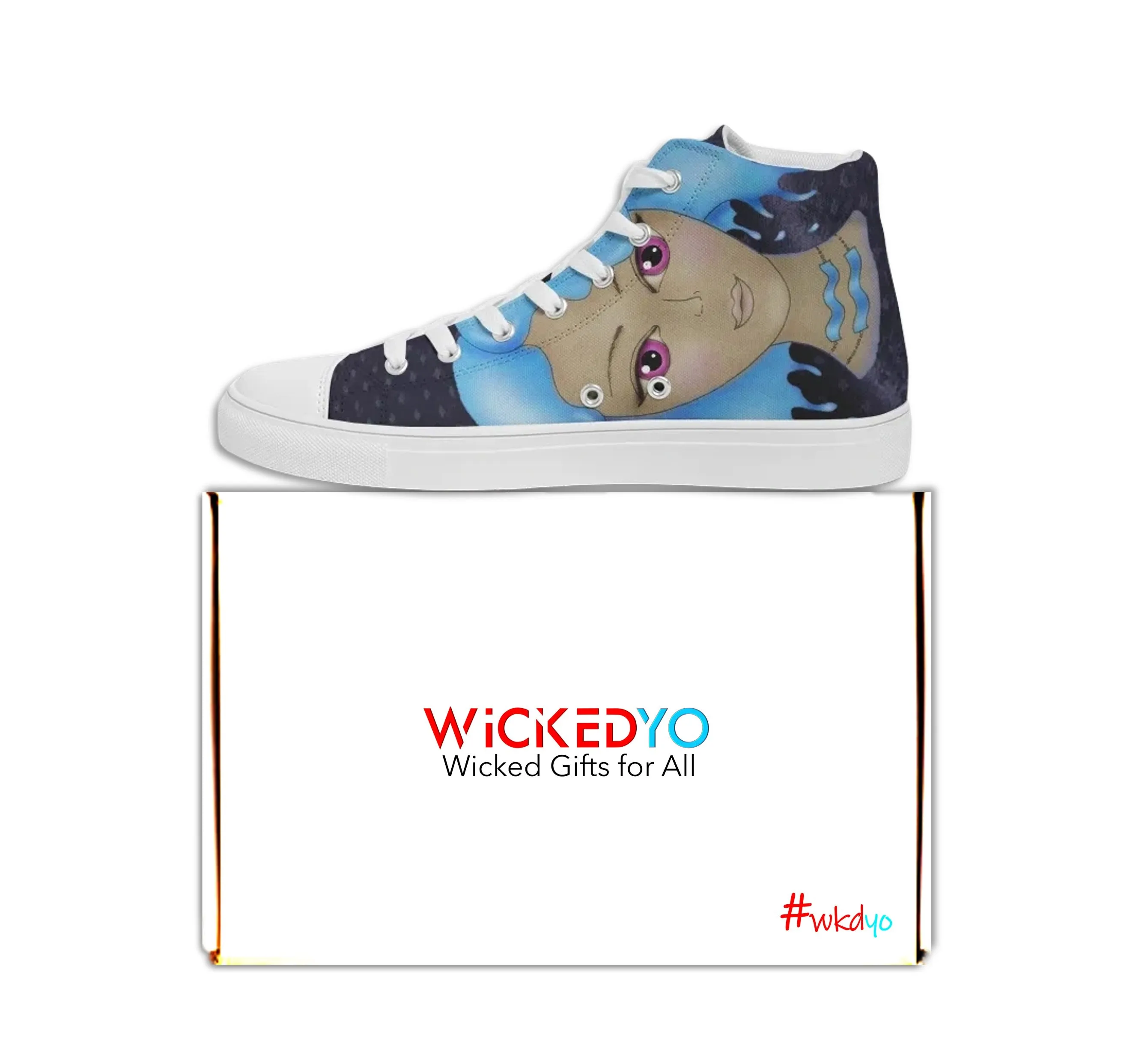 Aquarius Hi Top Sneakers for Girls. "Cosmic Aqua" Fashion Sneakers for Women. WickedYo