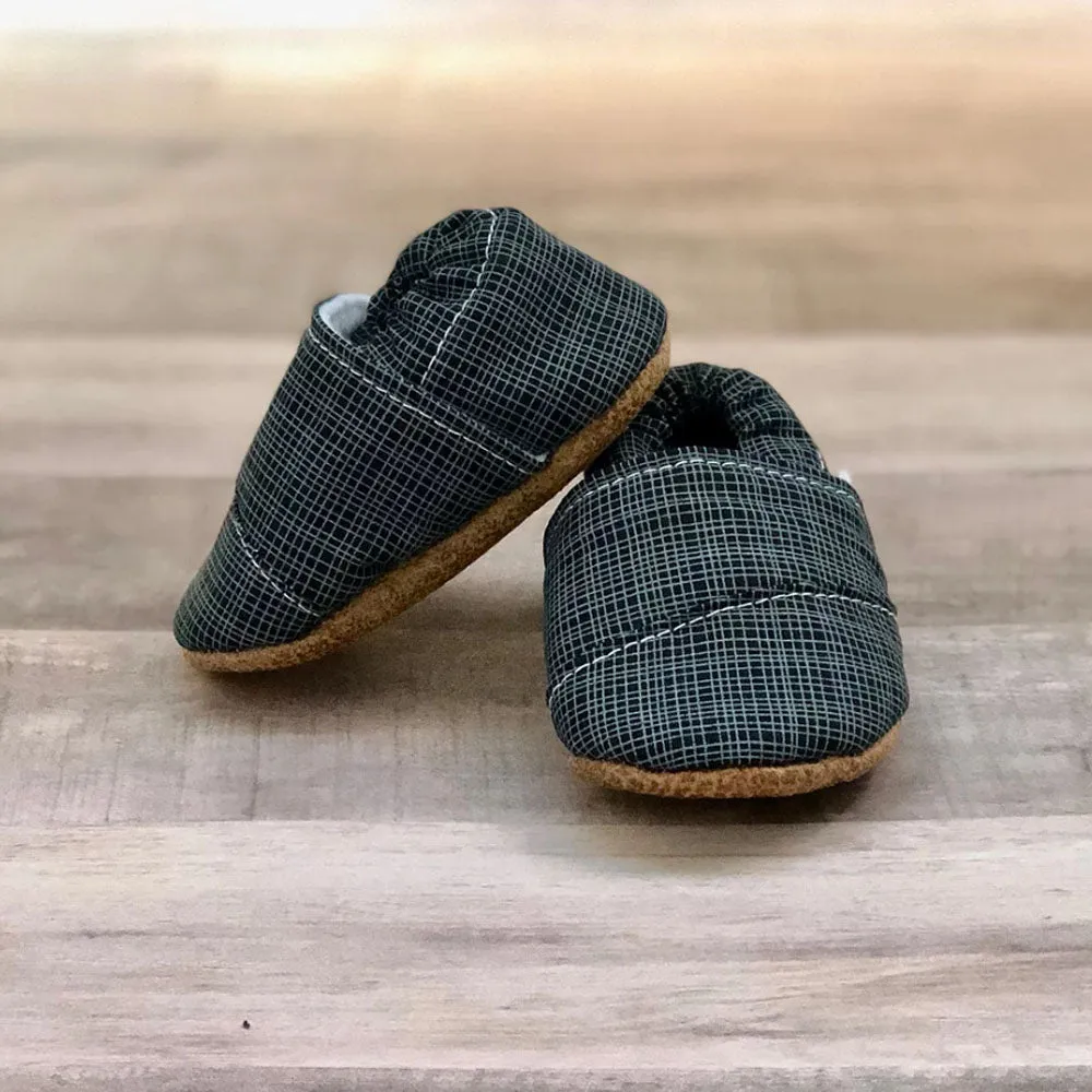 Baby Moccasins - Black Plaid