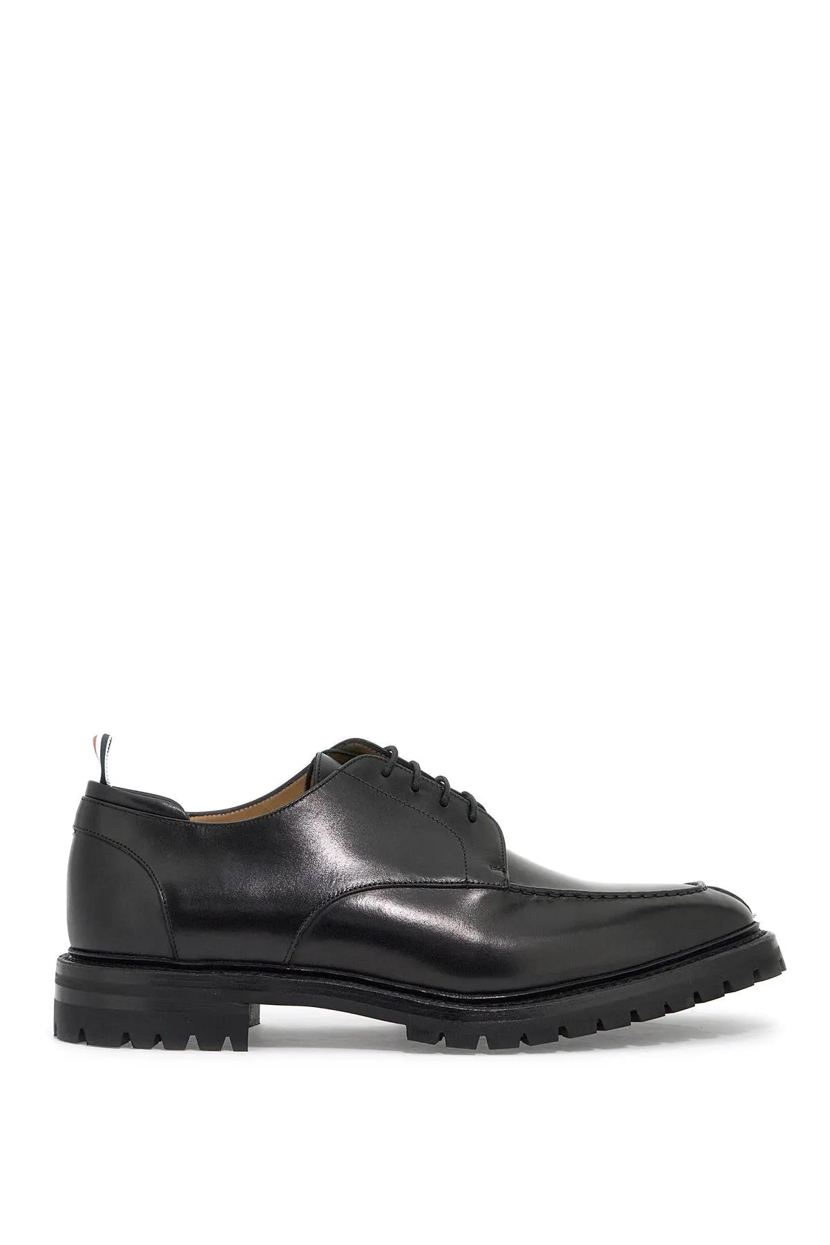 Black Leather Derby Dress Shoes for Men by THOM BROWNE FW24