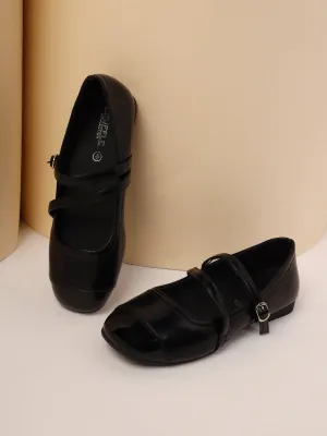 Black PU Ballerina Flats (TC-RS3630-BLK)