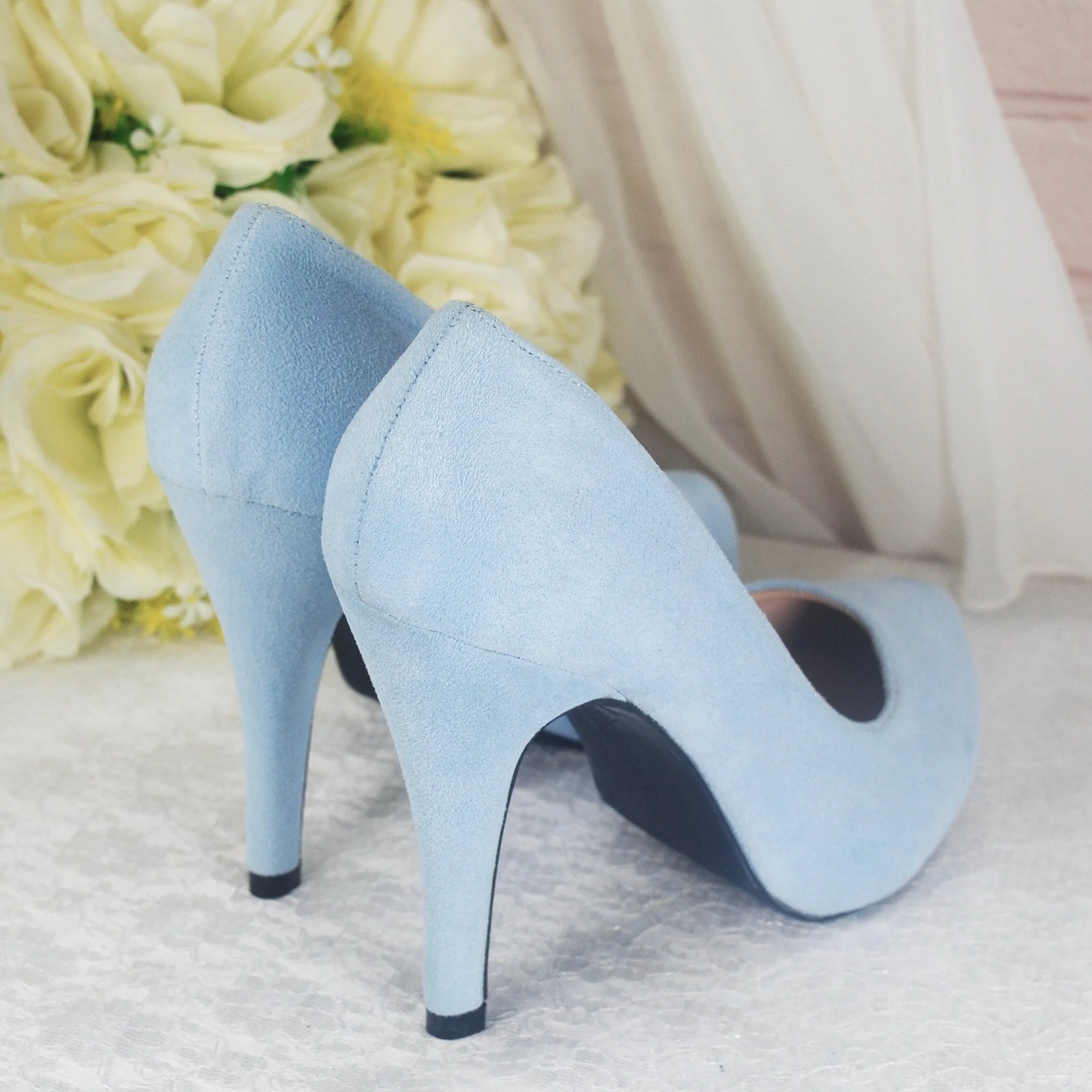 Blue Suede Wedding Shoes Size UK4/US6.5