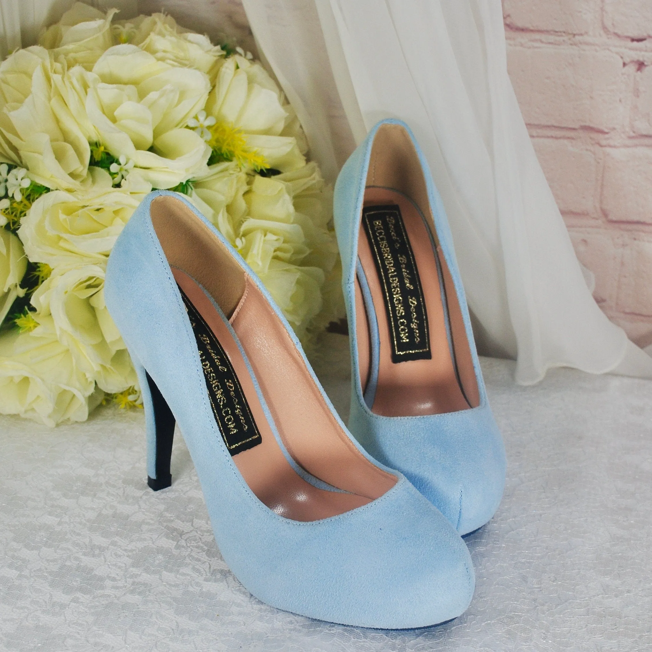 Blue Suede Wedding Shoes Size UK4/US6.5