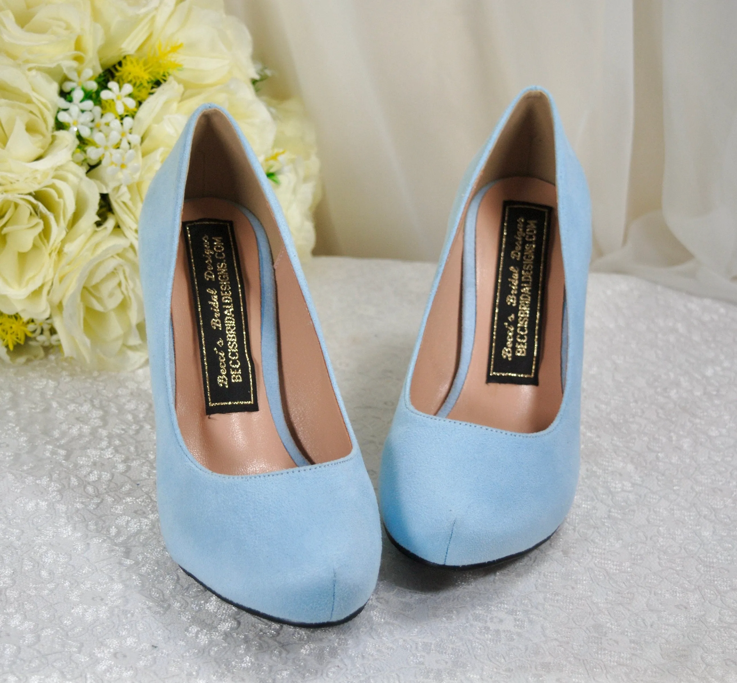 Blue Suede Wedding Shoes Size UK4/US6.5