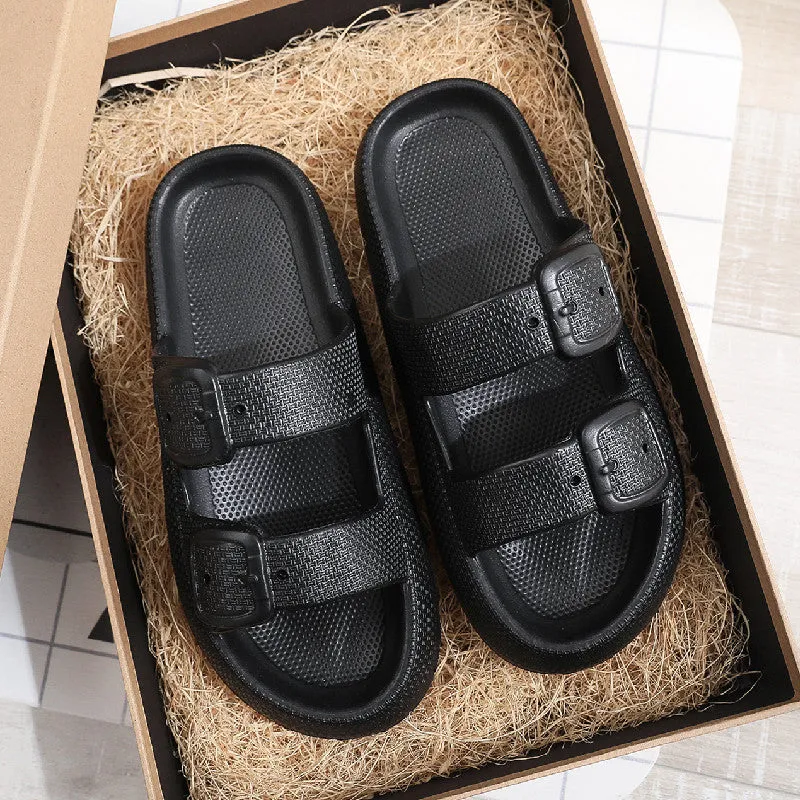 Buckle Slippers Women Outdoor Indoor Thick-soled Eva Bathroom Shoes