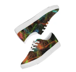 Canvas Sneakers for Girls-Neon Art Design. Low top keds for Women. WickedYo