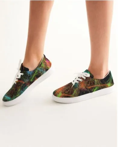 Canvas Sneakers for Girls-Neon Art Design. Low top keds for Women. WickedYo