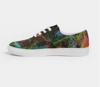 Canvas Sneakers for Girls-Neon Art Design. Low top keds for Women. WickedYo