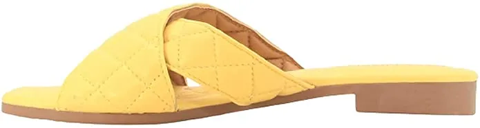 Cape Robbin ALANIS Quilted Slip-On Comfort Mule Slide Sandals Yellow (9, Yellow)