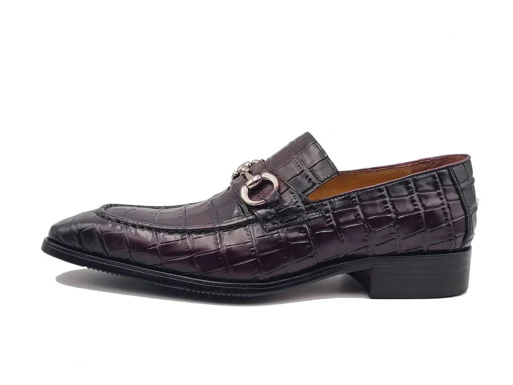 Carrucci purple embossed leather men's dress shoes silver buckle new style