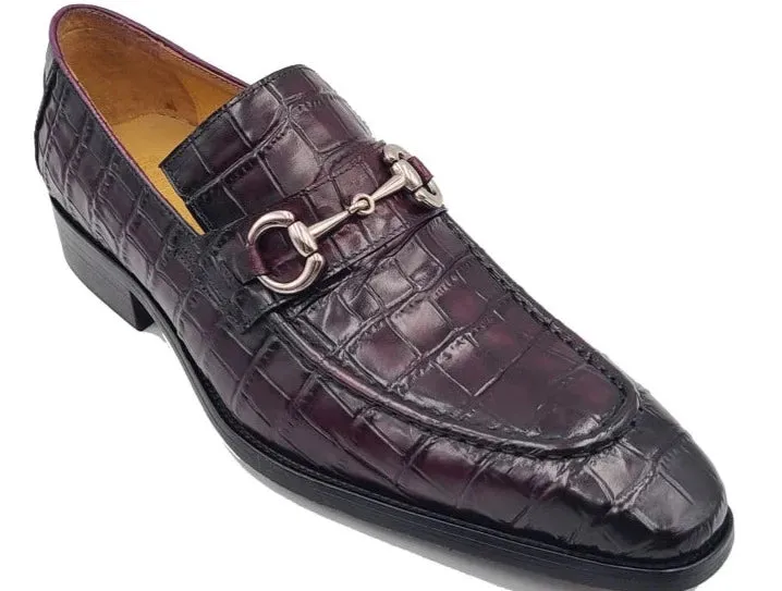 Carrucci purple embossed leather men's dress shoes silver buckle new style