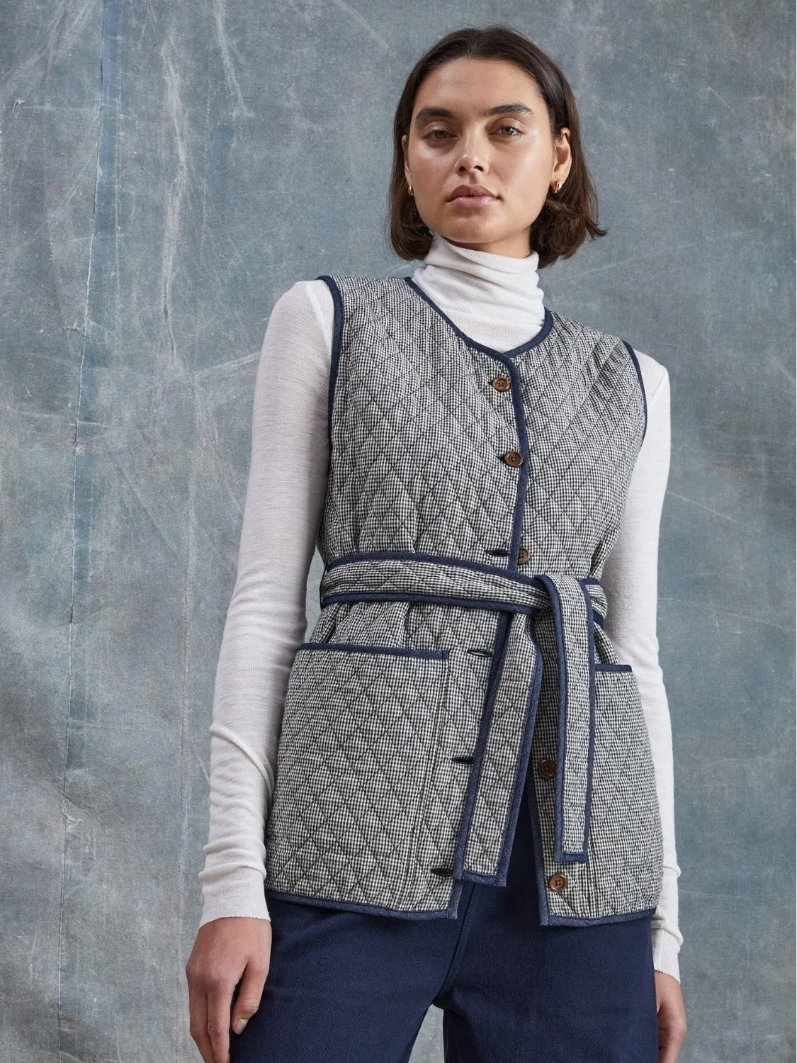 Check Quilted Gilet