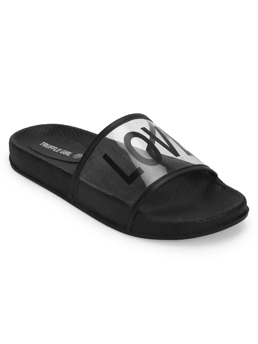 Clear Black PU Slip Ons