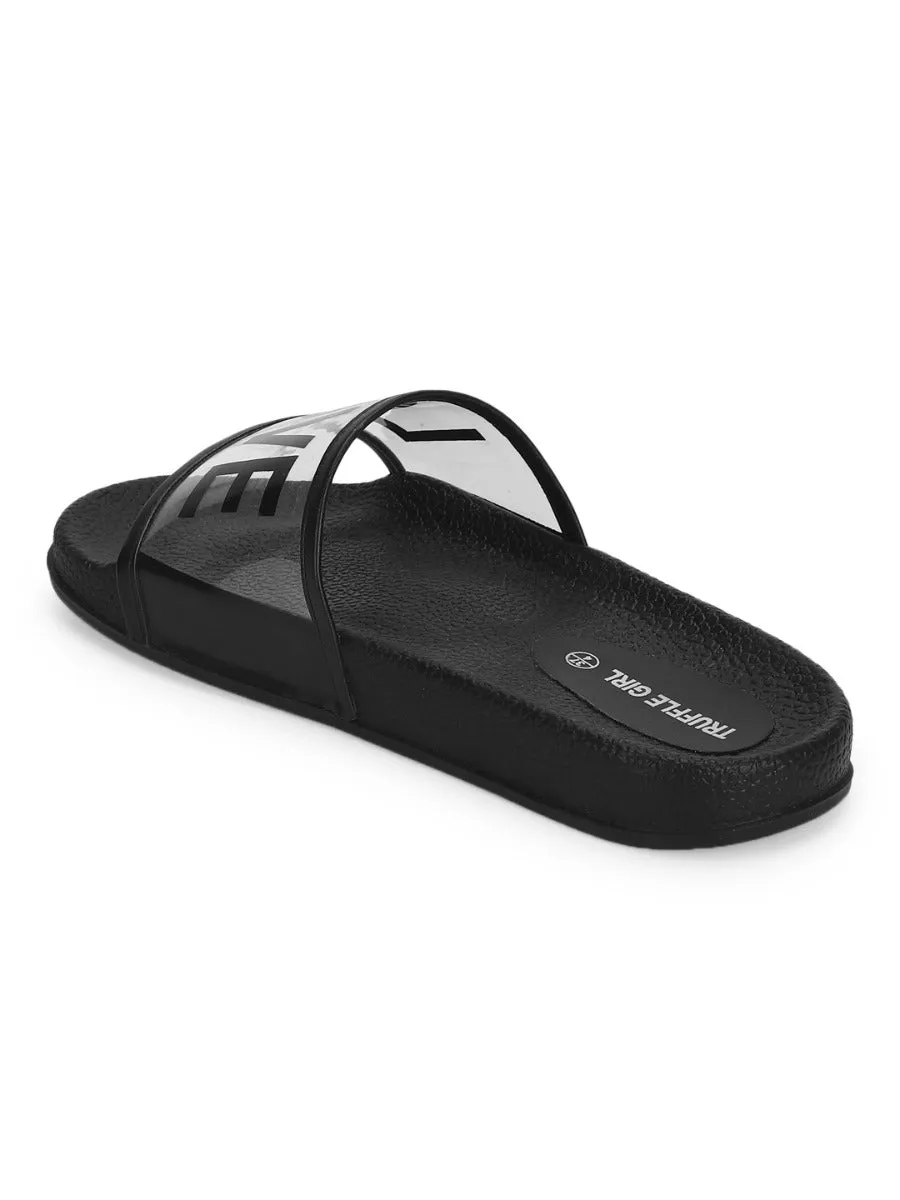 Clear Black PU Slip Ons