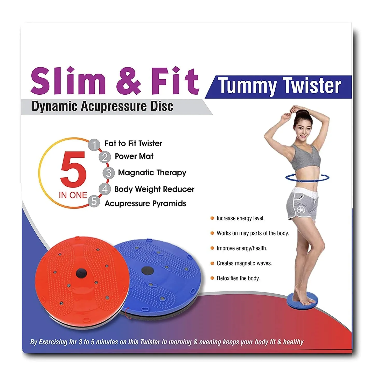 Combo Kit Full Body Exerciser Double Spring Tummy Trimmer Ab Wheel Twister Sweatbelt (Pack of 4)