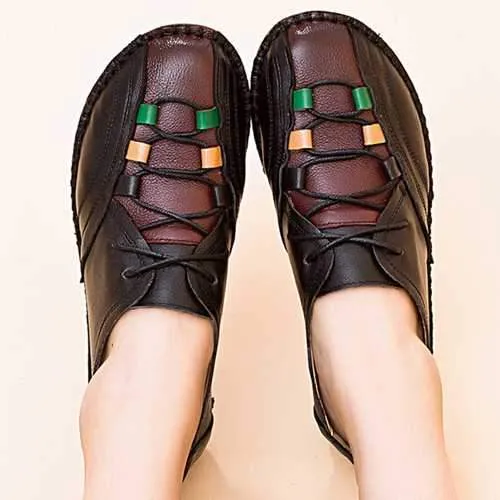 Comfortable Leather Lace Up Loafers For Women