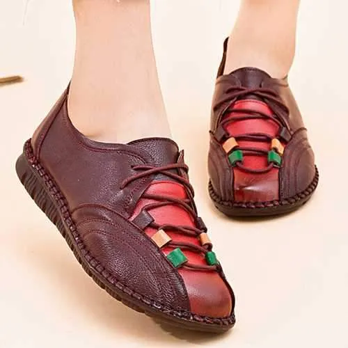 Comfortable Leather Lace Up Loafers For Women