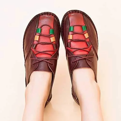 Comfortable Leather Lace Up Loafers For Women