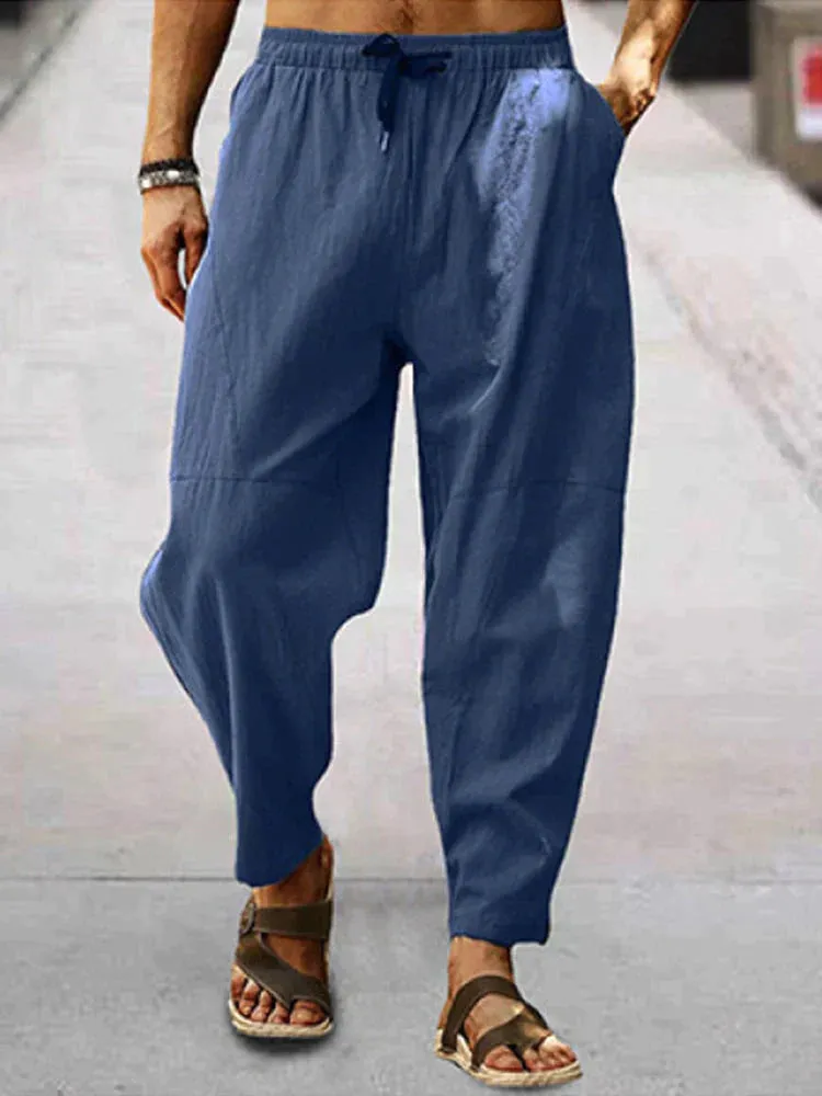 Coofandy Casual Elastic Waist Cotton Linen Loose Pants