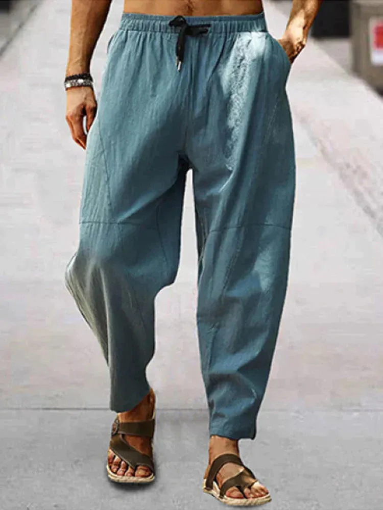 Coofandy Casual Elastic Waist Cotton Linen Loose Pants