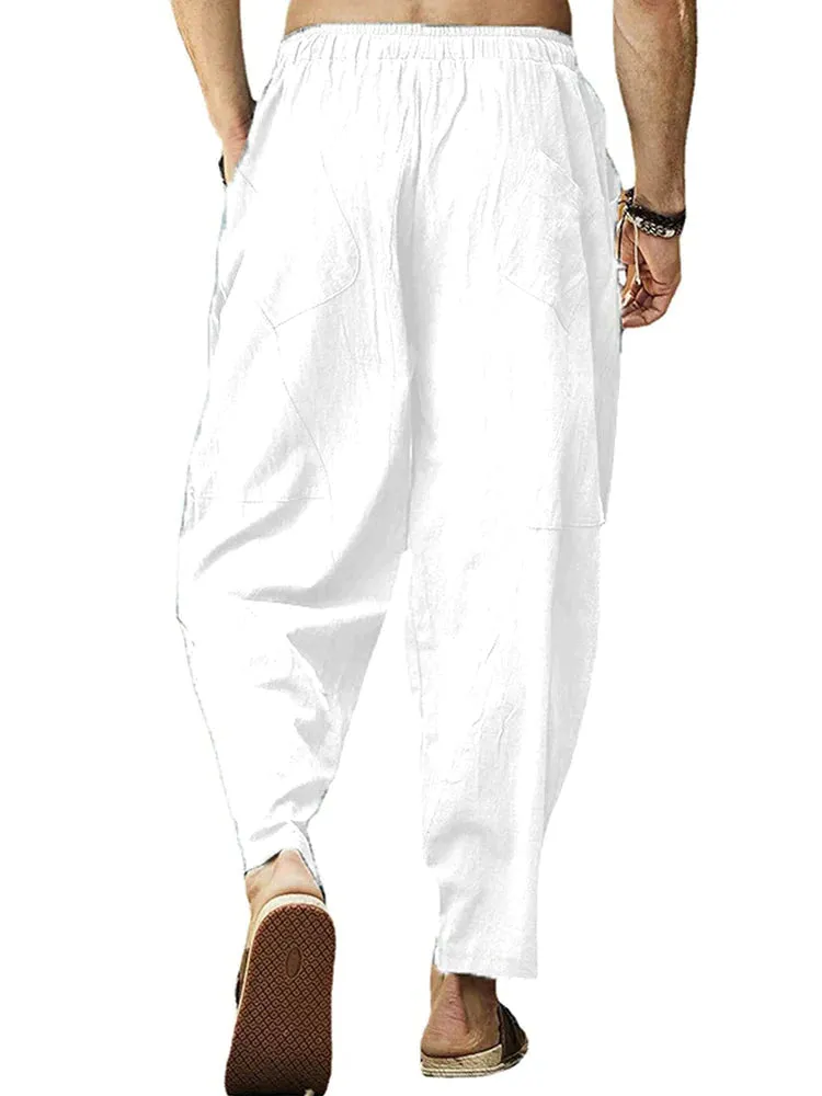 Coofandy Casual Elastic Waist Cotton Linen Loose Pants