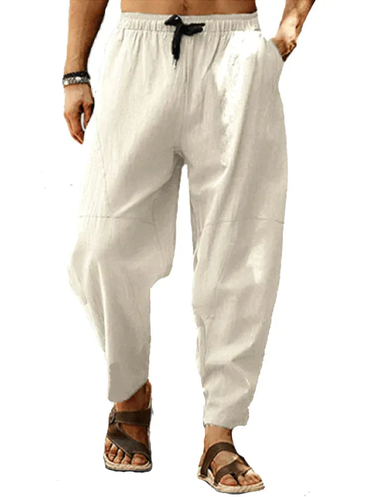 Coofandy Casual Elastic Waist Cotton Linen Loose Pants