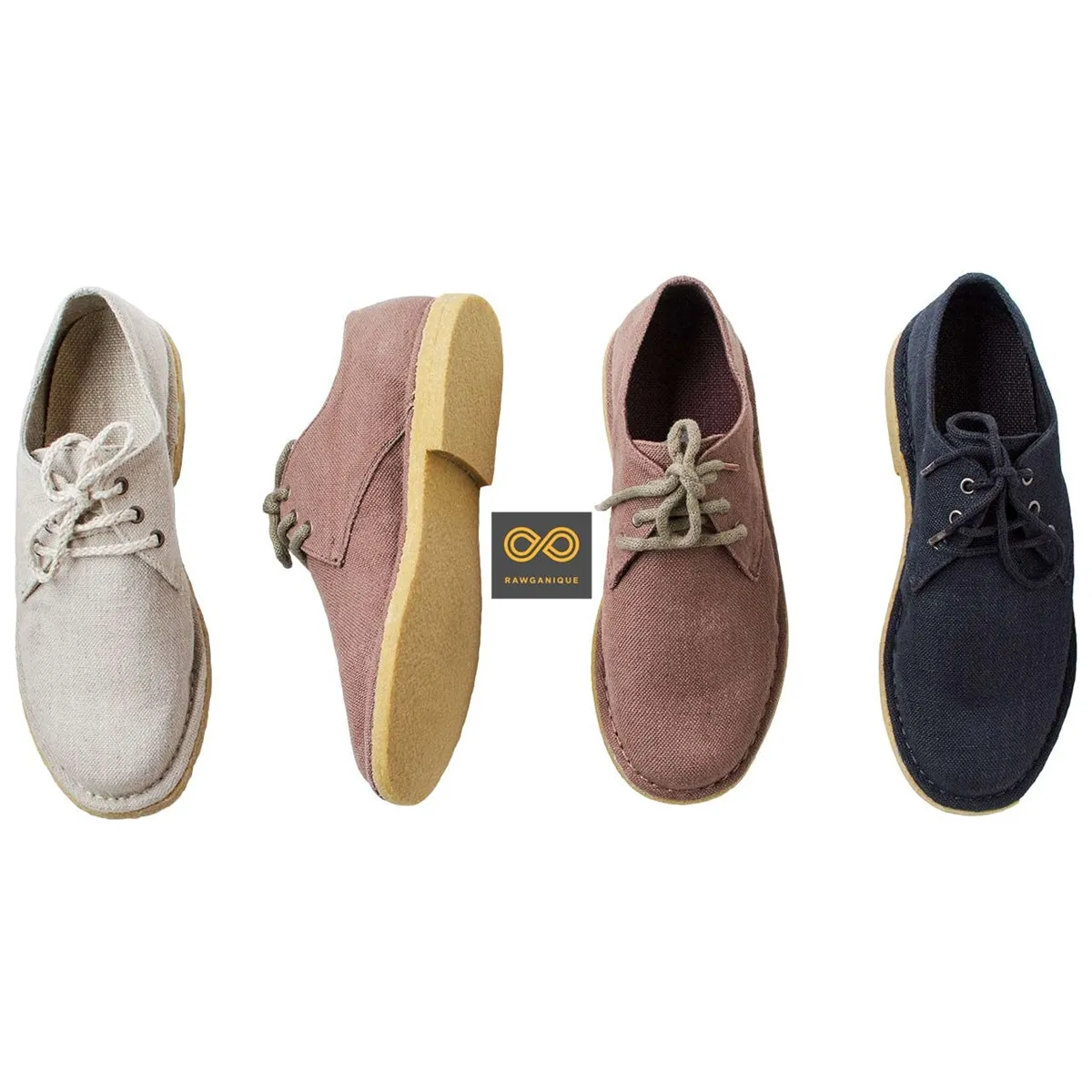 DOCKLANDS Handmade Hemp Moccasins (Unisex) (Natural Rubber Sole)