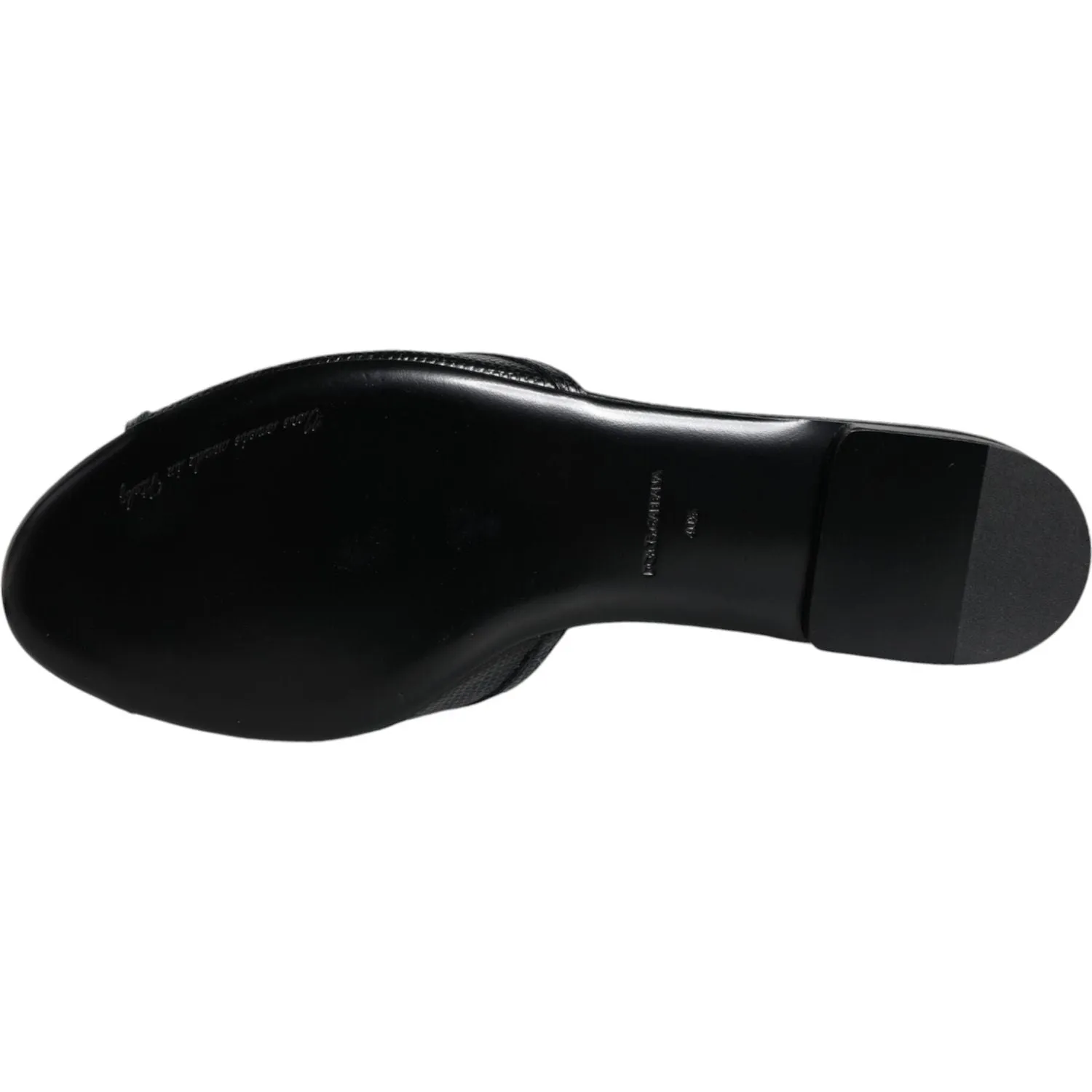 Dolce & Gabbana Black DG Amore Leather Slip On Flats Shoes