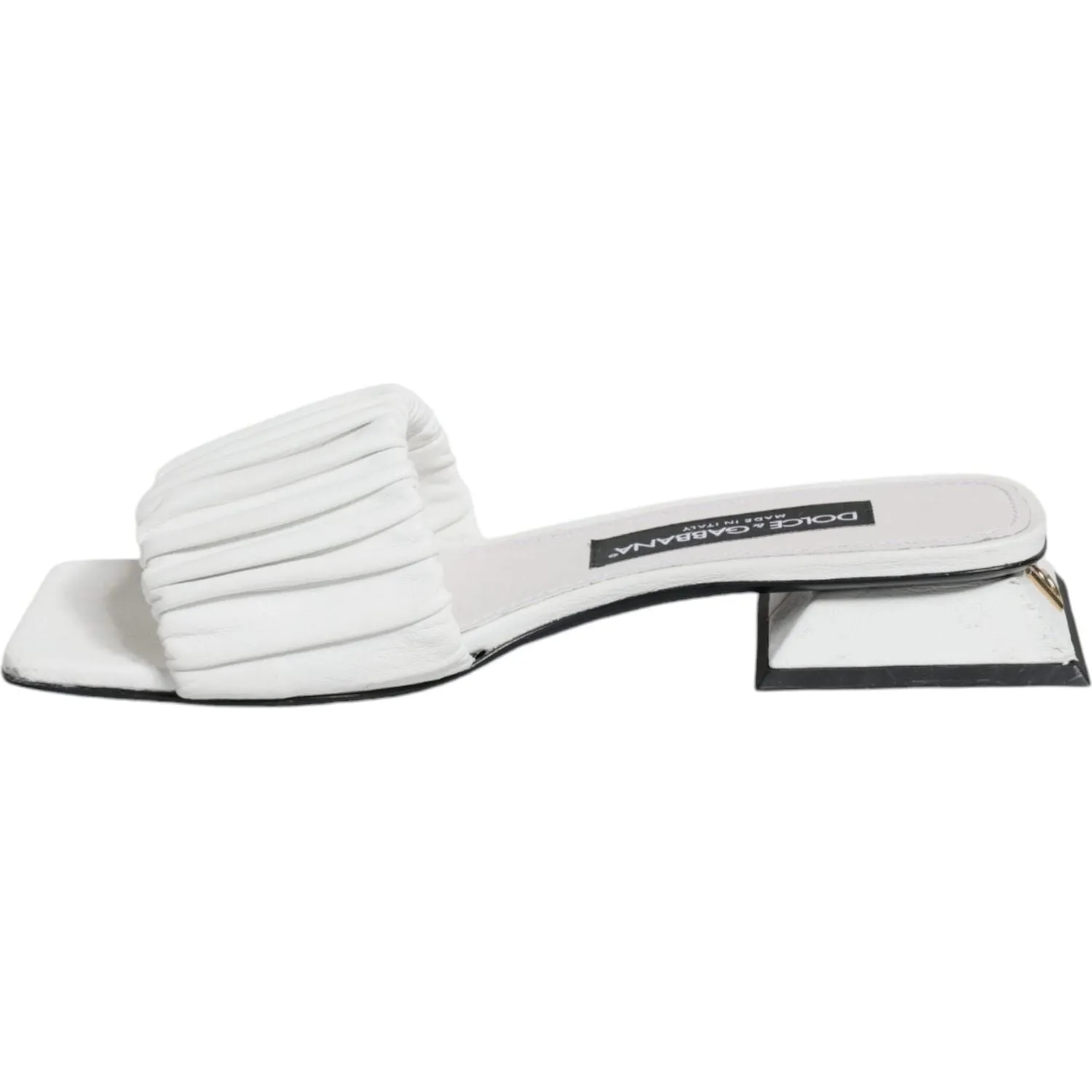 Dolce & Gabbana White Leather Slides Flats Sandals Shoes