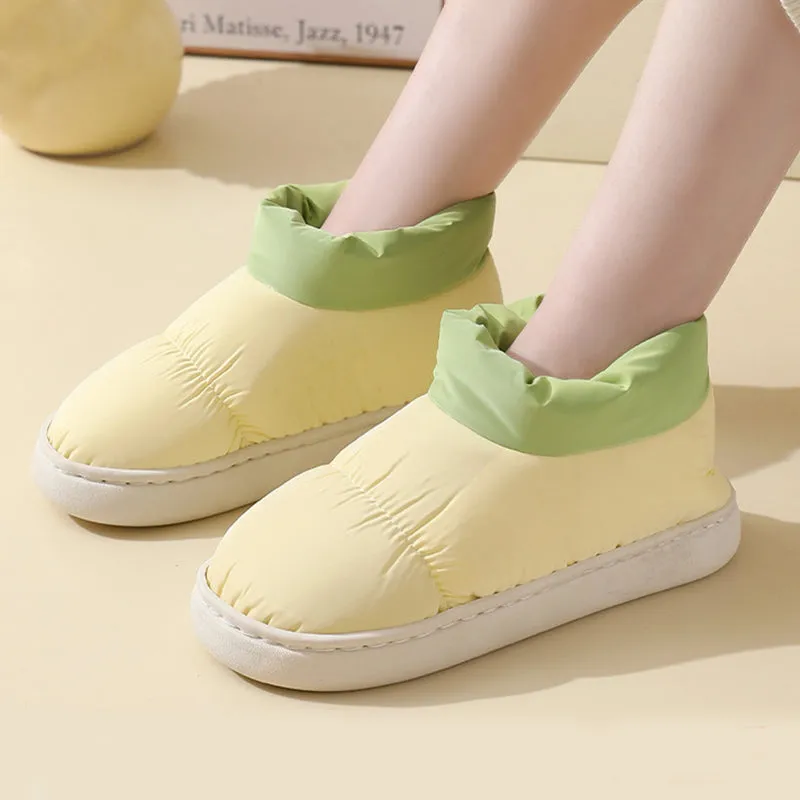 Down Cloth Home Slippers Winter Thickened Warm Cotton Shoes With Back Heel Couple Garden Outdoor Indoor Floor House Shoes Women