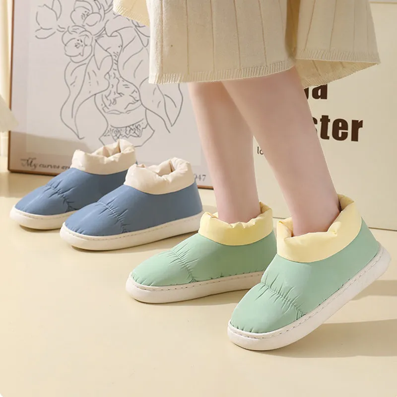 Down Cloth Home Slippers Winter Thickened Warm Cotton Shoes With Back Heel Couple Garden Outdoor Indoor Floor House Shoes Women