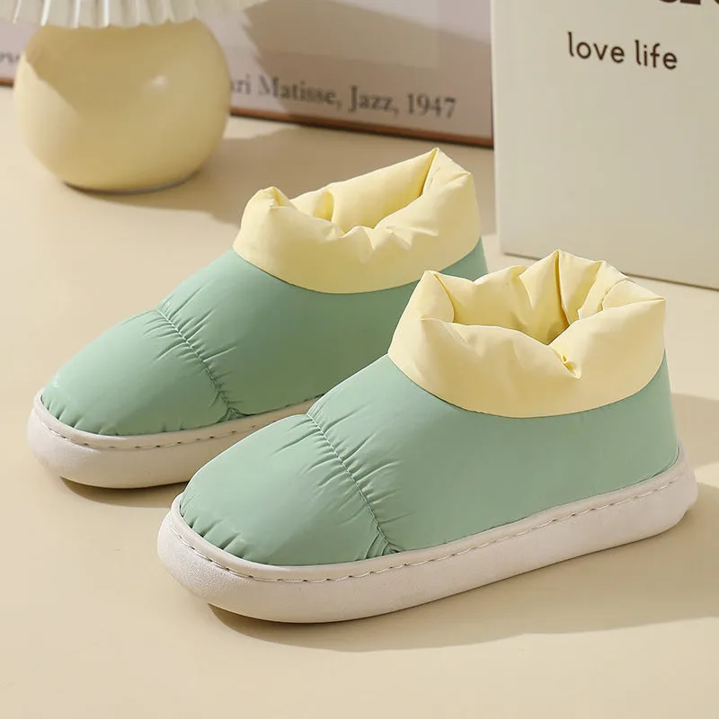 Down Cloth Home Slippers Winter Thickened Warm Cotton Shoes With Back Heel Couple Garden Outdoor Indoor Floor House Shoes Women